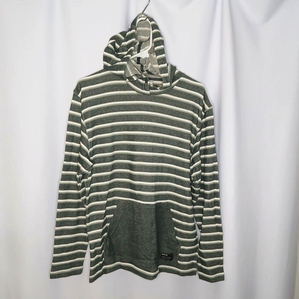 Hurley Pullover Y2K Striped Hoodie Lightweight Pocket Poncho Shirt Mens Small